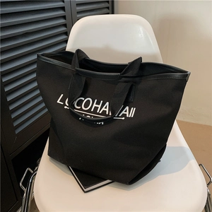 Sac Fourre-tout en Toile pour Femmes Grande Capacité Esthétique Hawaii Impression de Lettres Sac à Main Bandoulière Mode Décontracté Rue