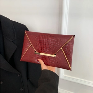 Pochette a Busta in Pelle PU con Motivo Coccodrillo Vintage Con Finitura in Metallo Dorato Borsa a Mano per Festa Donna
