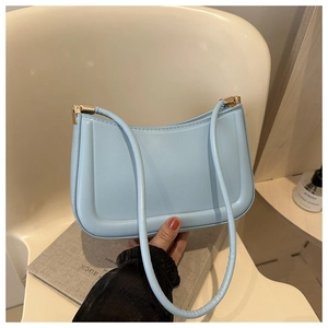 Women Minimalist PU Leather Underarm Bag Fashion Small Square Shoulder Bag Solid Color Daily Purse With Gold Hardware
