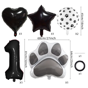 Kit de ballons patte de chien pour anniversaire d'animaux avec chiffres et cœurs
