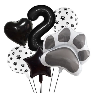 Kit ballons pattes de chien avec chiffre 2 noir et étoiles pour 2ème anniversaire animal