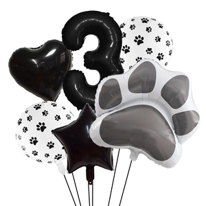 Ballons empreintes d'animaux noir et blanc avec grand chiffre 3 pour fête d'anniversaire