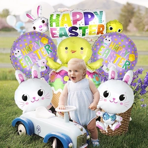 Easter foil balloon set with rabbit and chick shapes for outdoor festive decoration