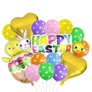 Easter balloon set with bunny, chick, heart shapes and Happy Easter banner decoration