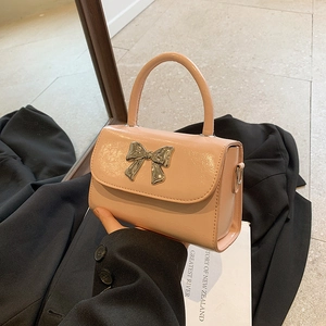 Sac Bandoulière Femme en Cuir PU Mini Carré Décor Nœud en Métal Sac à Main à Rabat Sacoche pour Fête Quotidien