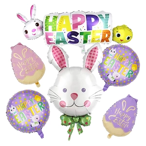 Easter foil balloon set with bunny, chick and Happy Easter banner for party decoration