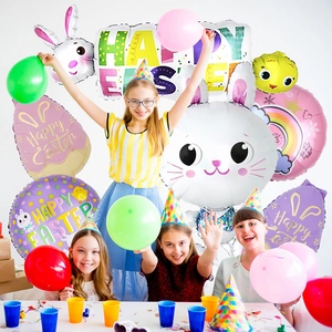 Easter party balloon set with bunny and egg aluminum foil balloons for festive decoration
