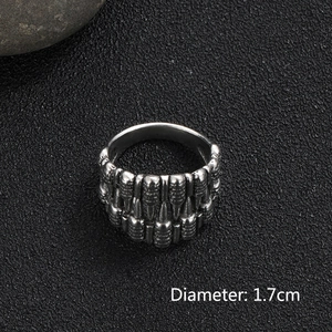 Punk style dual row bullet ring in vintage silver finish with 1.7cm diameter detail