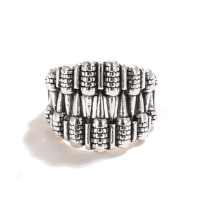 Gothic skull tooth ring in vintage punk style with oxidized silver finish for men and women