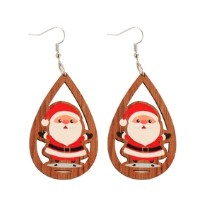 Holzohrringe in Tropfenform mit ausgeschnittenem Weihnachtsmann-Design für Weihnachten