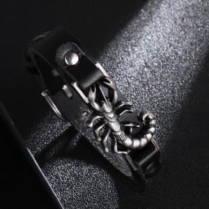 Bracelet En Cuir Scorpion Punk Ornement En Métal Allié Boucle Réglable Bijoux Unisexe Gothique Rock