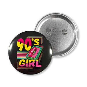 Spilla retrò anni 80 90 in banda stagnata con design neon 90's Girl e retro in metallo