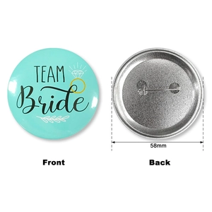 58mm Team Bride tinplate badge with minimalist diamond design for wedding party photo props