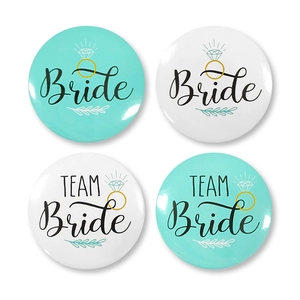 Wedding Badge Bride Team Bride Bachelorette Party Decor Tinplate Pin Button Round Floral Ring Bridal Shower Accessory