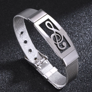 Stainless Steel Mesh Band Bracelet Adjustable Hollow Musical Note Star Moon Milanese Strap Fashion Jewelry For Unisex