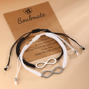 Infinity Symbol Handmade Woven Rope Bracelet Stainless Steel Adjustable Soulmate Gift For Couples Women And Men Minimalist
