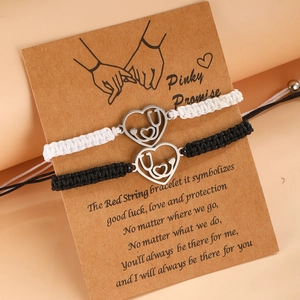 Handmade Woven Rope Bracelets Stainless Steel Heart Stethoscope Pendant Adjustable Couple Friendship Jewelry Gift
