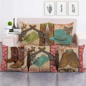 Western Cowboy African Tribal Print Pillow Covers Linen Cotton Blend Square Decorative Cushion Covers Home Sofa Decor