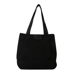 Bolso tote negro minimalista de lona de gran capacidad para mujer con interior amplio