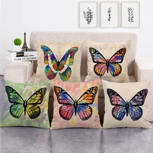 Butterfly Watercolor Abstract Linen Cushion Cover Square Throw Pillow Case Home Decor Sofa