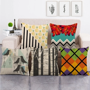 Housse de Coussin en Lin Géométrique Nordique Motif Abstrait Moderne Taie d'Oreiller Décorative Pour Canapé Bureau Maison