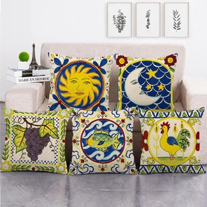 Ethnic Folk Art Totem Linen Cushion Cover Mediterranean Decorative Digital Print Pillowcase For Sofa Living Room