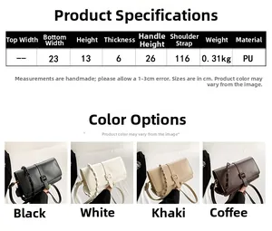 Guida alle taglie per piccola borsa quadrata in PU con tracolla a treccia larga 23 cm