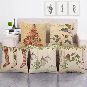 Fodera per Cuscino in Lino di Natale Festiva Invernale Con Stampa Pettirosso Calza Natalizia Copricuscino Decorativo per Casa Divano