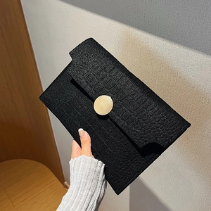 Women Crocodile Embossed Envelope Clutch Bag Gold Metal Ring Buckle PU Leather Handbag For Evening Party Wedding Fashion Purse