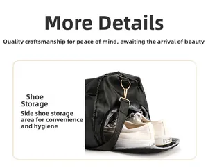 Travel duffel bag featuring a dedicated side compartment for shoes with high-quality zipper