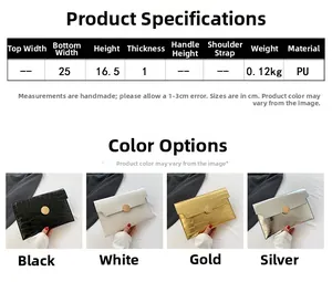 Detailed size specifications for a minimalist faux crocodile texture envelope clutch bag