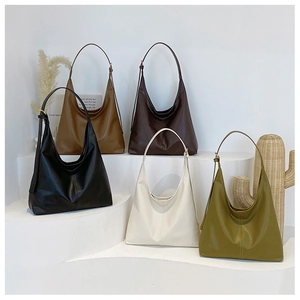 Variety of large capacity leather tote bags in five elegant colors on display