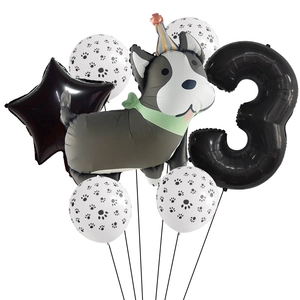 Kit de ballons Husky avec chiffre 3 et étoile pour décoration d'anniversaire