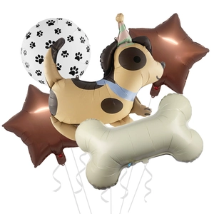 Ensemble de Ballons en Aluminium Thème Chien Dessin Animé Ballons Forme d'Os Étoile pour Décoration de Fête d'Anniversaire