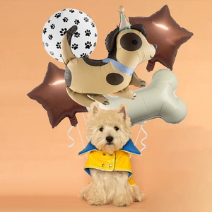 Kit de ballons chien avec teckel et forme d'os pour décoration de fête d'anniversaire