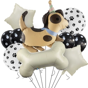 Kit de ballons chien de dessin animé avec os et étoiles pour fête d'anniversaire
