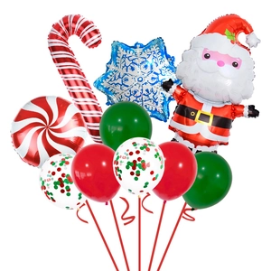 Christmas Party Decoration Aluminum Foil Latex Balloons Santa Claus Snowflake Candy Cane Shapes Festive Holiday Atmosphere