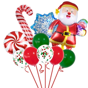Christmas balloon set with Santa, snowflakes, candy canes and red green latex balloons