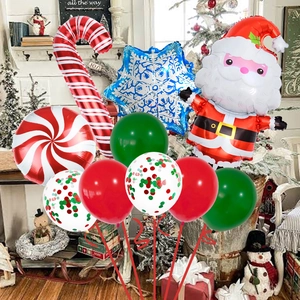 Christmas balloon set featuring Santa Claus foil and latex balloons for festive decoration