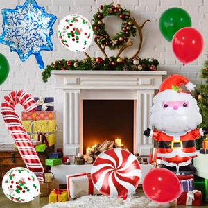 Christmas balloon set with Santa Claus, snowflake, and candy cane foil balloon decor