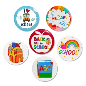 Cartoon Tinplate Badge Pin Back To School Welcome ABC Pattern Student Decorative Brooch For Classroom Party Decoration