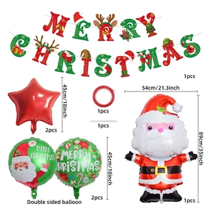 Christmas party balloon set with Santa Claus foil balloons and Merry Christmas banner decor