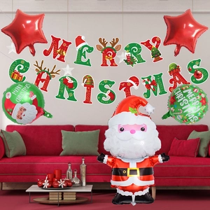 Christmas party decoration set with Santa foil balloon and Merry Christmas banner