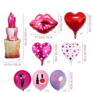 Kit de ballons thème cosmétique avec guide des tailles pour rouge à lèvres