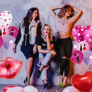 Kit de ballons en latex rose avec lèvres et cœurs pour décoration de fête d'anniversaire