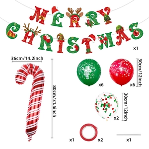 Christmas party set with Merry Christmas banner and festive latex balloons kit