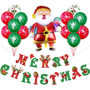 Christmas decoration set with Santa balloon, festive latex balloons and Merry Christmas banner