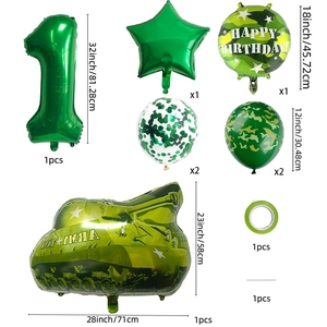 Kit de ballons char militaire camouflage pour décoration de premier anniversaire