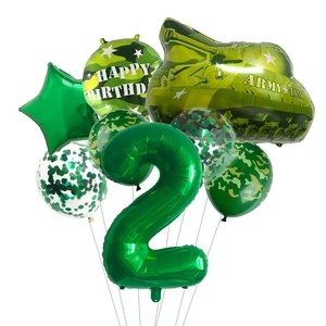Kit de ballons de tank militaire pour 2ème anniversaire avec grand ballon chiffre 2