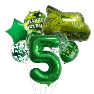 Kit ballons tank militaire avec chiffre 5 vert pour décoration de 5ème anniversaire